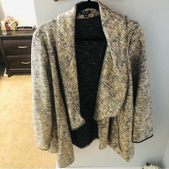 Stella & Dot 2X Gold Rebel Metallic Moto Jacket Cardigan Holiday Asymmetrical - Picture 15 of 16